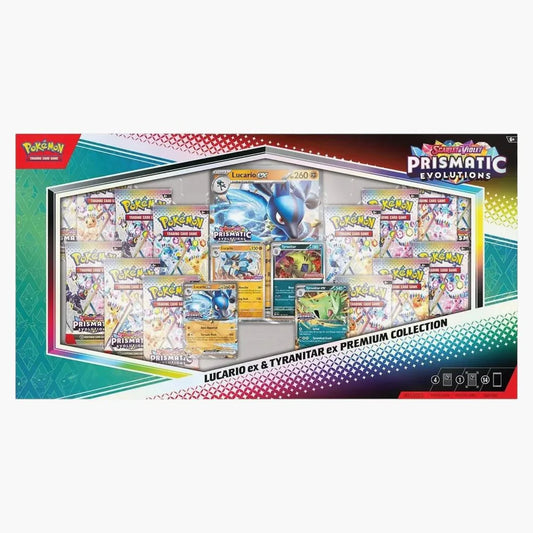 Pokémon Scarlet & Violet Prismatic Evolutions Lucario Ex & Tyranitar Ex Premium Collection - ENG