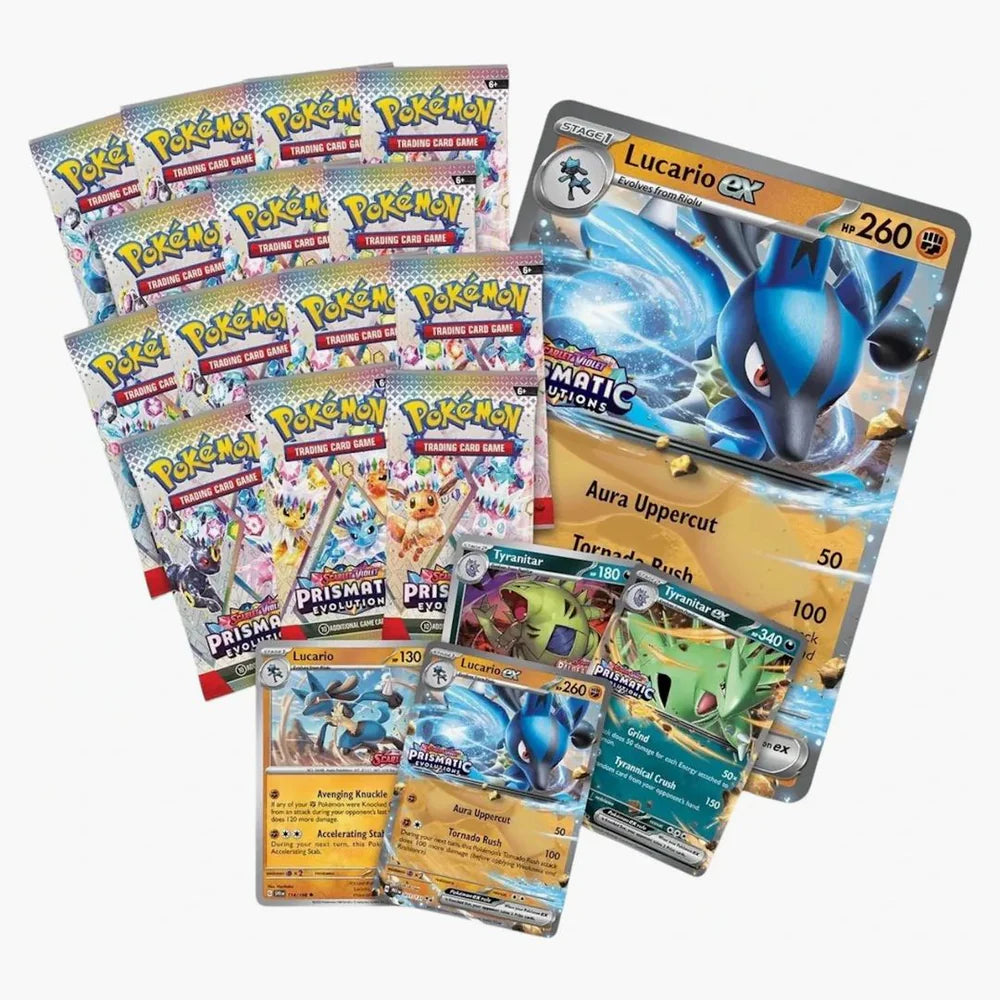 Pokémon Scarlet & Violet Prismatic Evolutions Lucario Ex & Tyranitar Ex Premium Collection - ENG